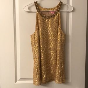 Lilly Pulitzer gold halter top.